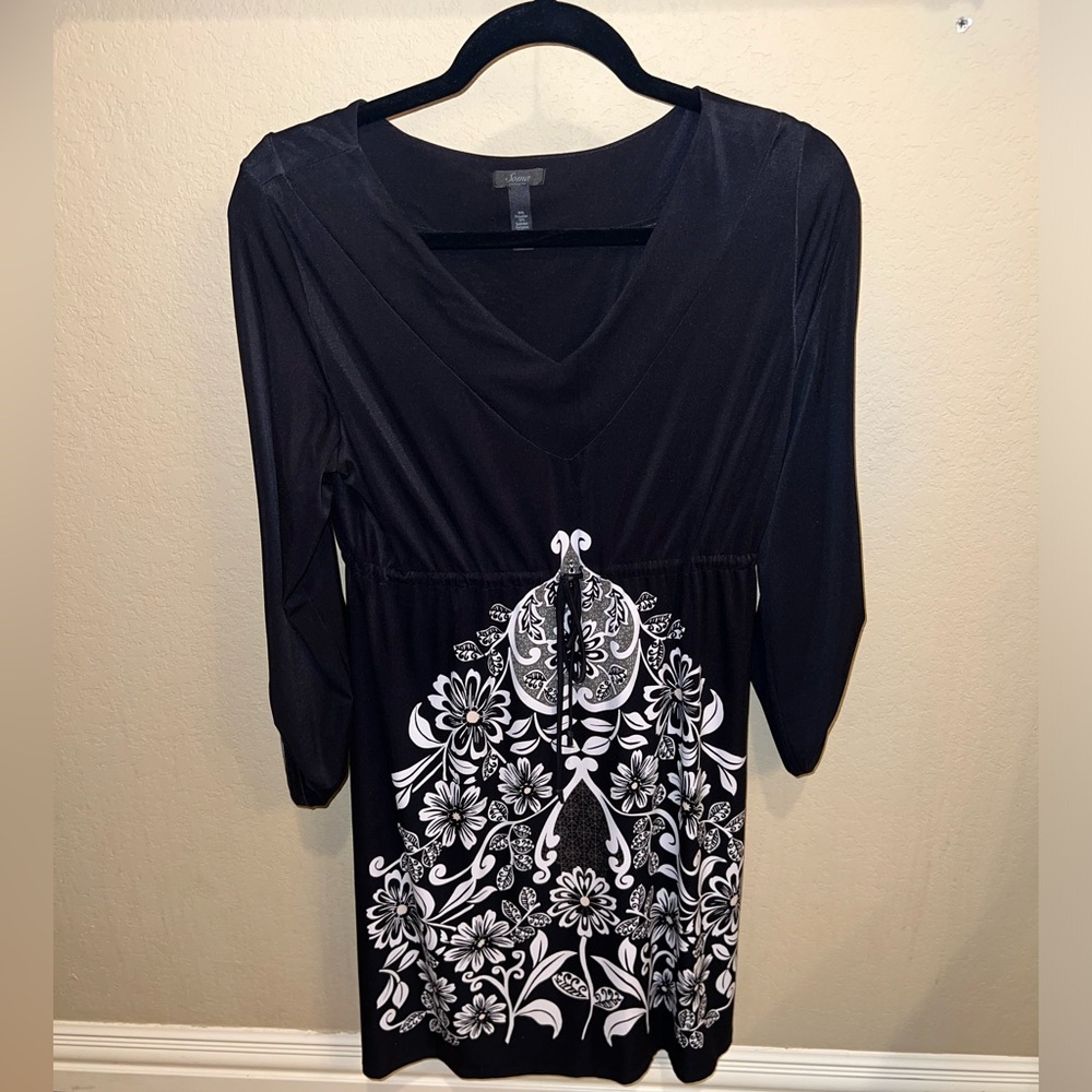 Soma Black and White Floral Dress